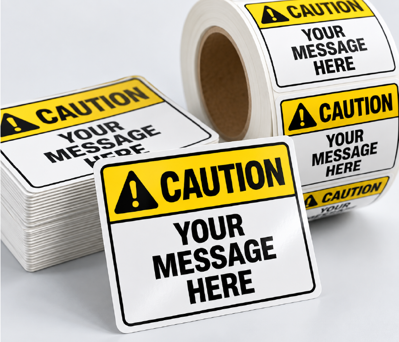 Custom caution stickers and warning labels
