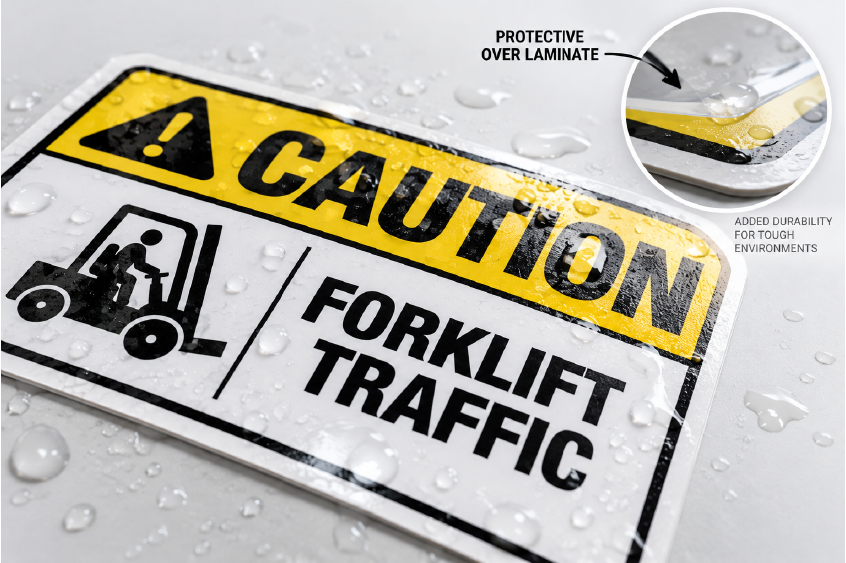 Waterproof laminated custom caution sticker
