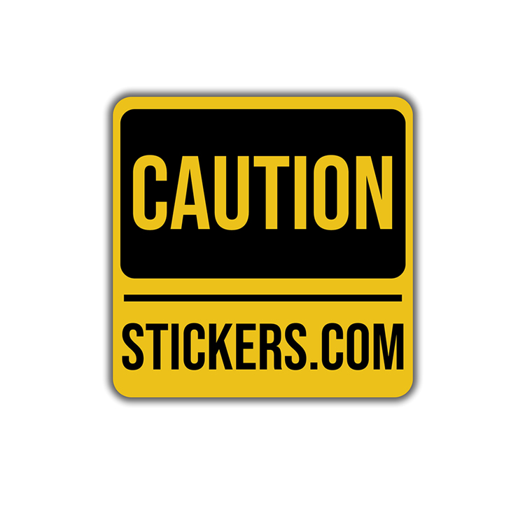 Square Vinyl Caution Stickers